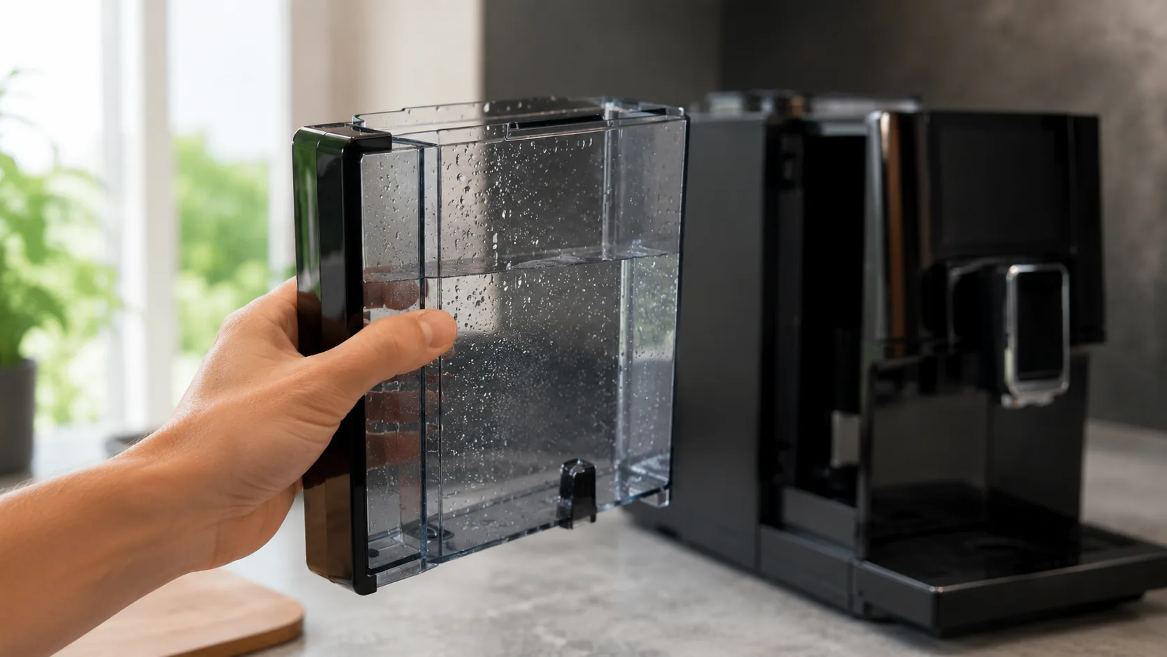 Refilling the removable water tank of a Jura E8 automatic